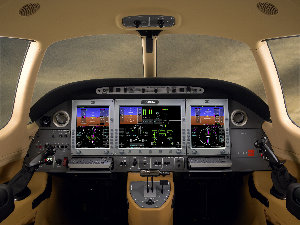 Cockpit nieuwe priv&eacute;-jet Eclipse 500 (foto Eclipse Aviation Corporation) 
